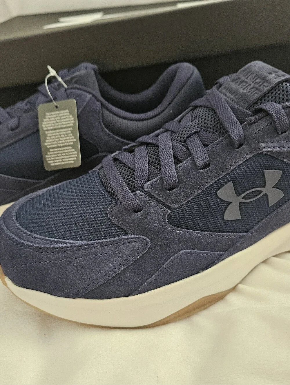 NWT Under Armour UA Edge Suede Mens 13 Navy Blue Charged Sneakers